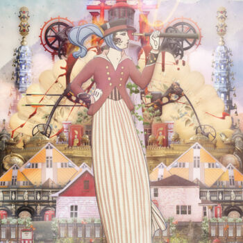 「Silk Rodeo Drive」というタイトルのコラージュ Toby Leonによって, オリジナルのアートワーク, デジタルコラージュ