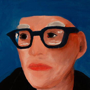 Pintura titulada "man with glasses (C…" por Maksim Rizniak, Obra de arte original, Acrílico