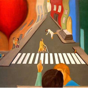 Painting titled "L'indifferenza" by Gianni Mameli - Algoritmo, Original Artwork, Oil