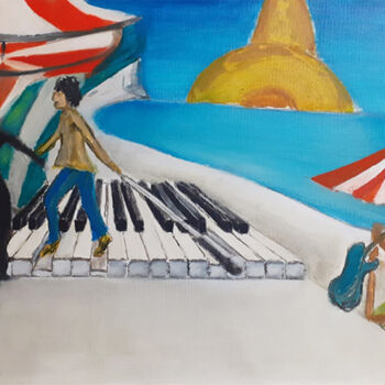 Painting titled "Marlin" by Gianni Mameli - Algoritmo, Original Artwork, Oil