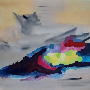 Painting titled "LES SOUFFLEURS DE V…" by Michele Madeleine Guillot, Original Artwork, Acrylic Mounted on Wood Stretcher fra…