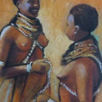 Painting titled "BAVARDAGE" by Gérald Sorel, Original Artwork, Pastel Mounted on Cardboard