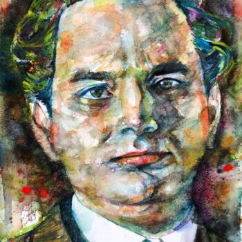 Malerei mit dem Titel "THOMAS WOLFE" von Lautir, Original-Kunstwerk, Aquarell