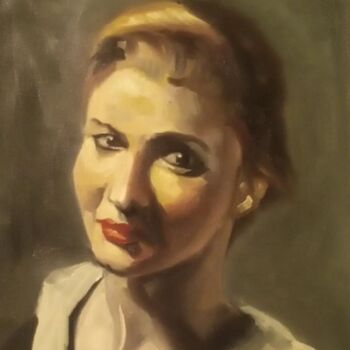 Peinture intitulée "Portrait woman" par Athanasios Ksagaras, Œuvre d'art originale, Huile