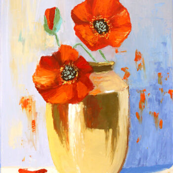 绘画 标题为“"Poppies in a vase” 由Tetiana Teresh, 原创艺术品, 油