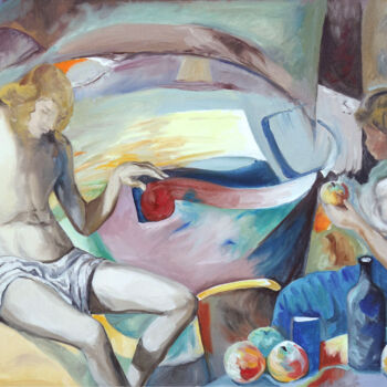 Peinture intitulée "La tentation des po…" par Gilles Chambon, Œuvre d'art originale, Huile Monté sur Châssis en bois