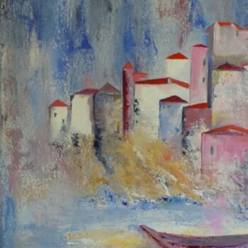 Pintura intitulada "Village abandonné" por Geneviève Pace, Obras de arte originais, Óleo