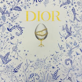 「Faberge Egg Dior」というタイトルの絵画 Vera Zvyaginaによって, オリジナルのアートワーク, アクリル ウッドストレッチャーフレームにマウント
