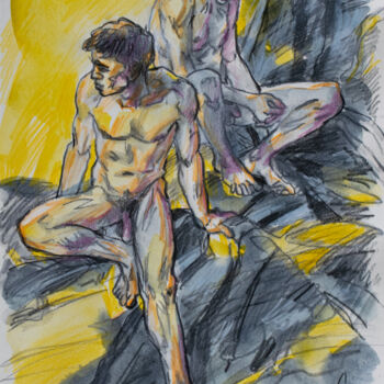 Σχέδιο με τίτλο "On the yellow shores" από Sergey Sovkov, Αυθεντικά έργα τέχνης, Ακουαρέλα