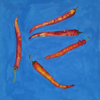 제목이 "Hot peppers"인 미술작품 Olena Zhylenko로, 원작, 수채화