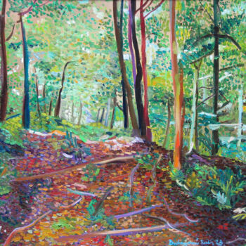 제목이 "Forest mood 38."인 미술작품 Ruth Dubayová로, 원작, 기름 나무 들것 프레임에 장착됨