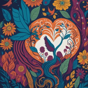 Digital Arts titled "Love and peace" by Phoenix Arts, Original Artwork, Digital Painting