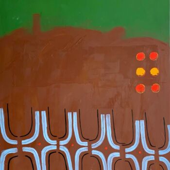 Schilderij getiteld "019M" door Tina Shenk, Origineel Kunstwerk, Olie Gemonteerd op Frame voor houten brancard
