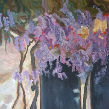 Malerei mit dem Titel "La glycine" von Mi Baudry, Original-Kunstwerk, Acryl Auf Keilrahmen aus Holz montiert