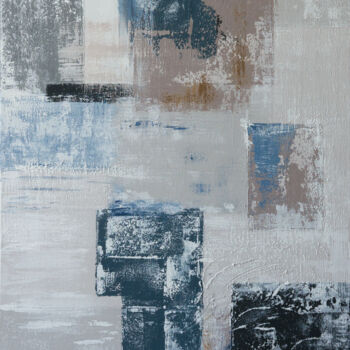 Peinture intitulée "Beige Brown Blue El…" par Olga Pavlova, Œuvre d'art originale, Acrylique