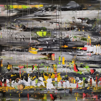 Painting titled "COMME DES PAPILLONS" by Jean-Humbert Savoldelli, Original Artwork, Acrylic Mounted on Wood Stretcher frame