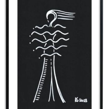 Disegno intitolato "The Woman I" da Ewa Dura, Opera d'arte originale, Pennarello