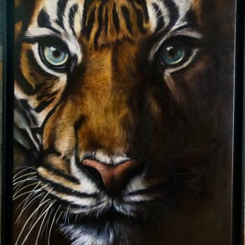 Peinture intitulée "Binjai" par Christelle Rossi Ligouzat (Chris Rossi), Œuvre d'art originale, Huile Monté sur Châssis en b…