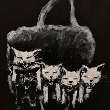 제목이 "Abandoned kittens"인 미술작품 Vaxo Lang로, 원작, 아크릴