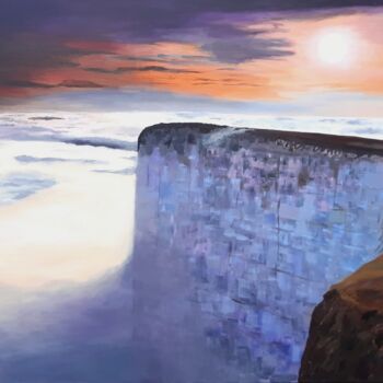 Pittura intitolato "Sunset landscape, a…" da Monica Le Crom, Opera d'arte originale, Acrilico Montato su Telaio per barella…