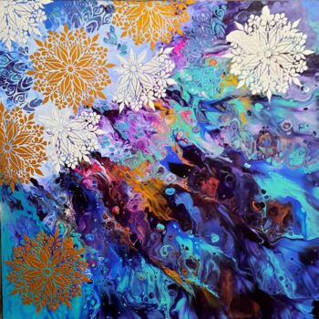 Peinture intitulée "Rosace" par Marie-Christine Maudet, Œuvre d'art originale, Acrylique Monté sur Châssis en bois