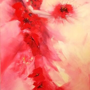Peinture intitulée "La femme coquelicot" par Yveline Javer, Œuvre d'art originale, Huile