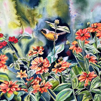 Painting titled "Перед грозой" by Elena Lisovskaya, Original Artwork, Watercolor