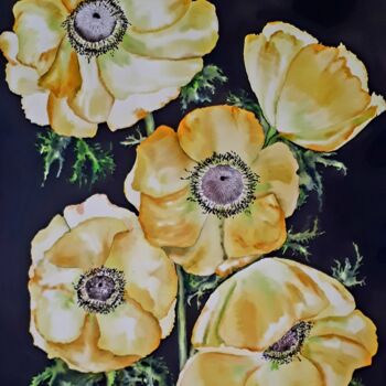 Painting titled "Аннмоны" by Elena Lisovskaya, Original Artwork, Watercolor