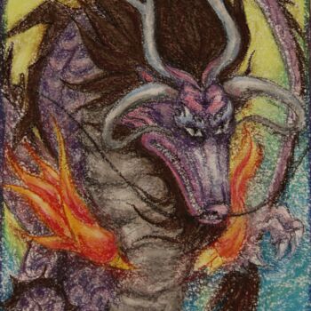 Σχέδιο με τίτλο "Purple dragon" από Oxana Kondratenko, Αυθεντικά έργα τέχνης, Παστέλ