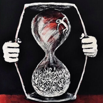 Painting titled "Time up" by Vaxo Lang, Original Artwork, Acrylic