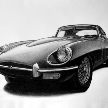 图画 标题为“Jaguar E Type Serie…” 由Gabriel López Campos, 原创艺术品, 木炭