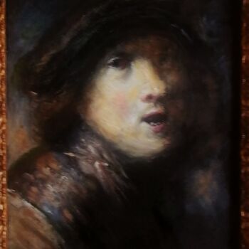 Painting titled "D'après Rembrandt,…" by Amazeigh Bouzékri, Original Artwork, Oil