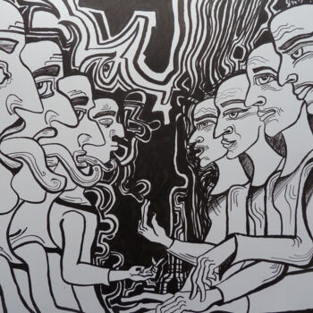 Dessin intitulée "Les Dénégateurs Dél…" par Aurélie Sarrazin, Œuvre d'art originale, Encre