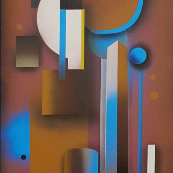 Painting titled "Glassworks - 1" by Thierry Corpet (Raymond X), Original Artwork, Spray paint Mounted on Wood Stretcher frame