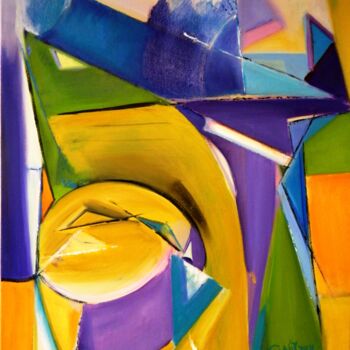 Painting titled "Ball to the wall" by Clari Netzer, Original Artwork, Oil Mounted on Wood Stretcher frame