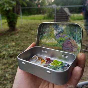 Pintura titulada "Village wells and l…" por Agatha Ya Sokolova, Obra de arte original, Oleo