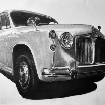 图画 标题为“Rover P4 110 1964” 由Gabriel López Campos, 原创艺术品, 木炭