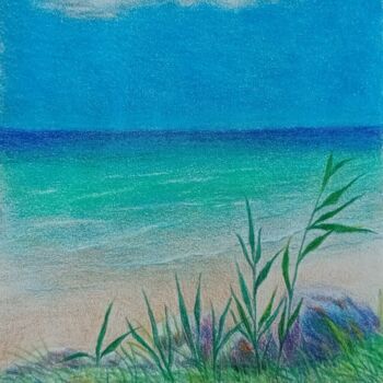 「Coast of the Baltic…」というタイトルの描画 Larisa Leontjevaによって, オリジナルのアートワーク, コンテ