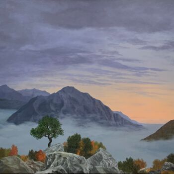 Pittura intitolato "Crépuscule automnal" da Patrick Egger, Opera d'arte originale, Acrilico Montato su Telaio per barella in…