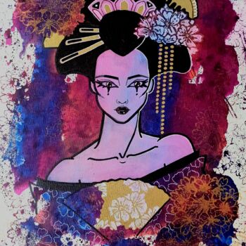 Painting titled "Geisha" by Adamantine, Original Artwork, Ink