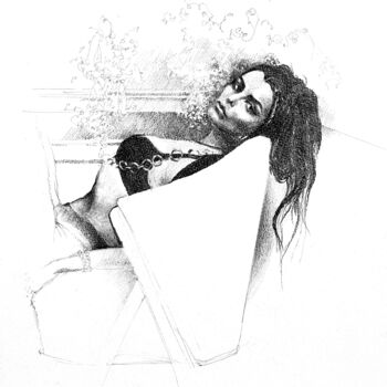 제목이 "Goddess"인 그림 Natasha Sokolnikova로, 원작, 연필 판지에 장착됨