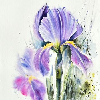 「Iris Flowers」というタイトルの絵画 Yana Ivannikovaによって, オリジナルのアートワーク, 水彩画
