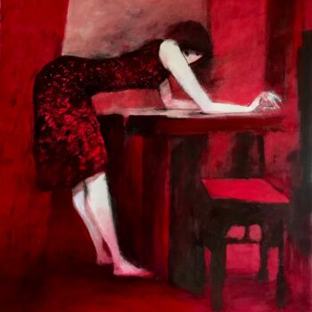 Schilderij getiteld "Red" door Cesar Ayllón, Origineel Kunstwerk, Olie