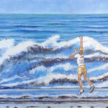 Painting titled "La vague" by Jean François Poussard, Original Artwork, Gouache