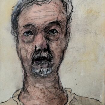 Painting titled "Autoportrait à la b…" by Pierre Milosavljevic, Original Artwork, Watercolor