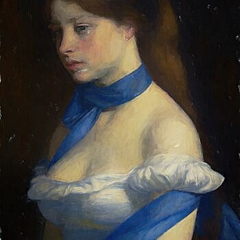 Digital Arts titled "Young Woman with a…" by Gerry Martinez, Original Artwork, Digital Painting