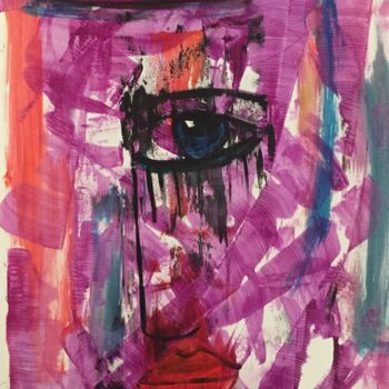 Schilderij getiteld "Abstract face" door Sandi Goodwin, Origineel Kunstwerk, Acryl