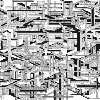 图画 标题为“Stairs and Columns” 由David Boyd, 原创艺术品, 墨