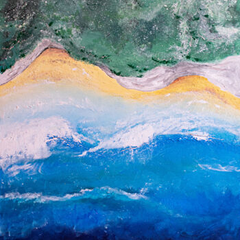 Schilderij getiteld "Fly above the sea" door Anelia Shikova, Origineel Kunstwerk, Acryl Gemonteerd op Frame voor houten bran…