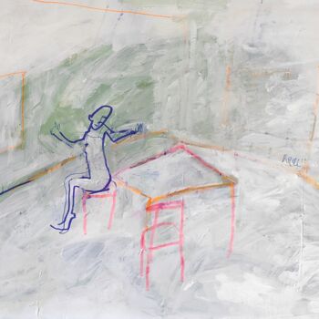 Dibujo titulada "Allein im Raum" por Barbara Kroll, Obra de arte original, Acrílico